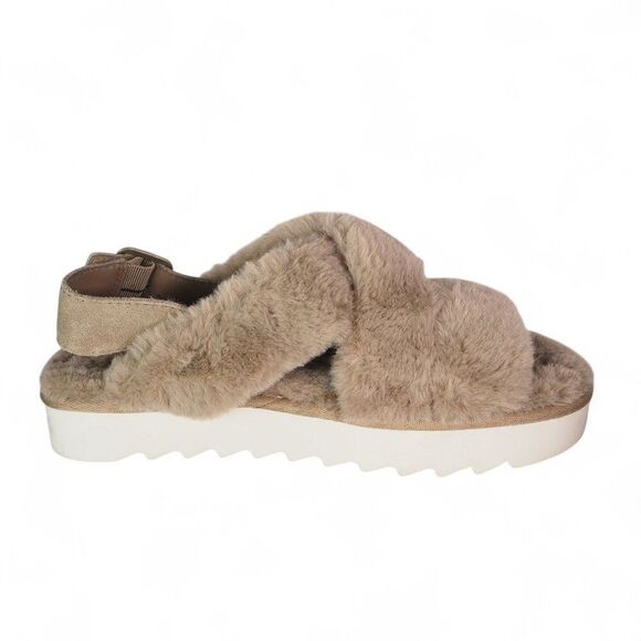 Koolaburra UGG Fuzz-ee Strappy Slipper Sandals 1117190 Amphora Taupe Women 7 - Picture 7 of 11